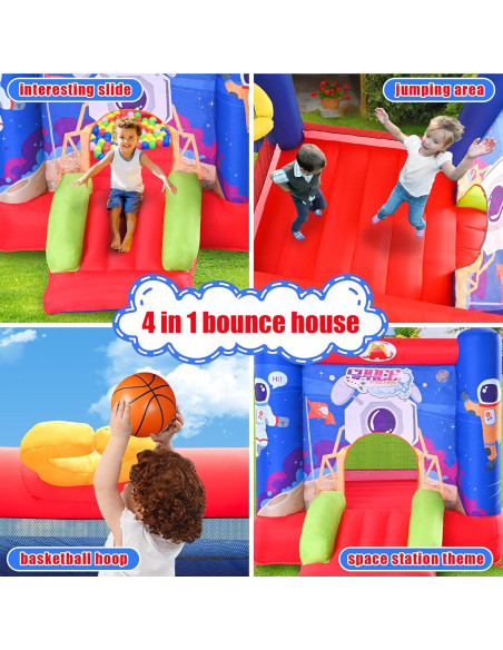 Castillo Inflable de Salto WELLFUNTIME con Tobogán y Ventilador 279x210x185 cm