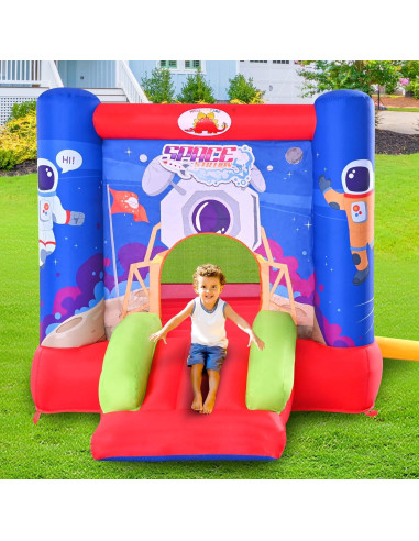 Castillo Inflable de Salto WELLFUNTIME con Tobogán y Ventilador 279x210x185 cm
