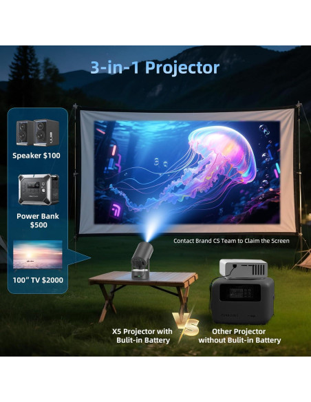 Proyector Portátil Tecaki X5OTD-US con Batería y WiFi