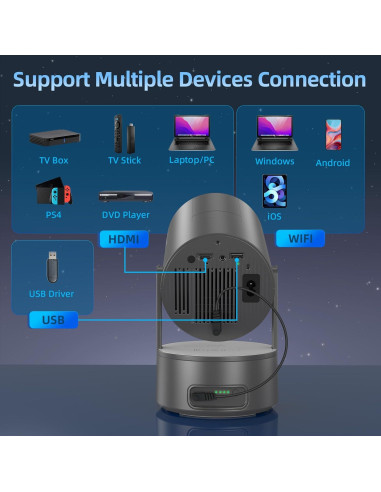 Proyector Portátil Tecaki X5OTD-US con Batería y WiFi