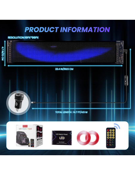 Ojos LED para Parabrisas de Auto RHYVON 59.4x11.9cm RGB