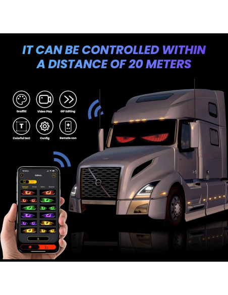 Ojos LED para Parabrisas de Auto RHYVON 59.4x11.9cm RGB