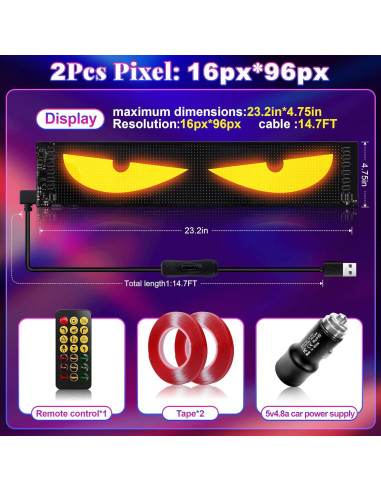 Luces LED Sachie 5800 Lux Ojos de Diablo 60cm 2PCS USB IP68