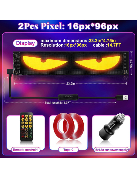 Luces LED Sachie 5800 Lux Ojos de Diablo 60cm 2PCS USB IP68