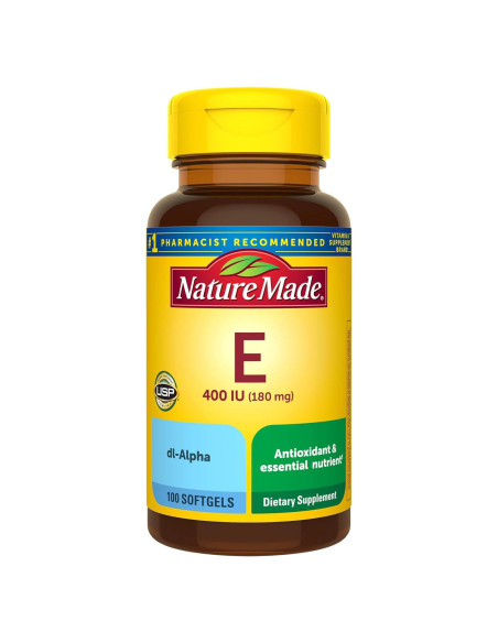 Nature Made Vitamina E 180 mg (400 IU) Antioxidante 100 Gelatinas