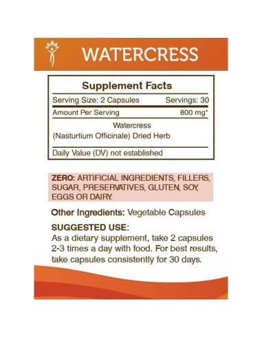 Cápsulas de Berro 800 mg Secretos de la Tribu - 60 Unidades