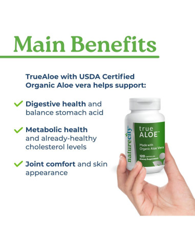 NatureCity Aloe Vera Orgánico 120 Cápsulas 80,000mg Digestivo
