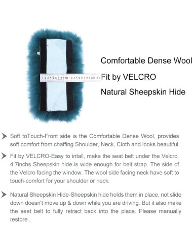 Cubiertas de Cinturón de Seguridad OGLAND - Lana Larga Negra - 2 Piezas