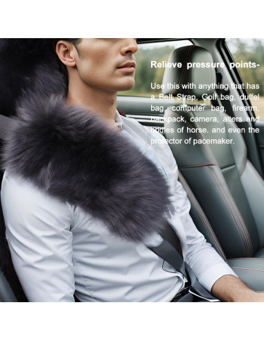 Cubiertas de Cinturón de Seguridad OGLAND - Lana Larga Negra - 2 Piezas