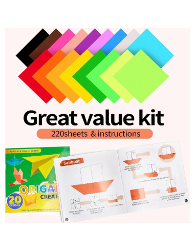 Kit de Papel de Origami GAGANIU 220 Hojas 15.24cm Doble Cara