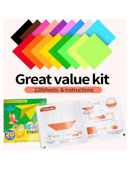 Kit de Papel de Origami GAGANIU 220 Hojas 15.24cm Doble Cara