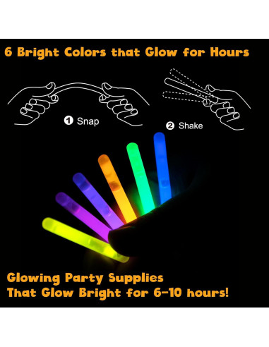 Palitos Brillantes Mini POPGIFTU 120 Pcs 5cm 6 Colores