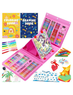 Kit de Arte Todo en Uno AOTEMOON para Niños Rosa 243 Piezas