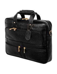 Maletín de cuero para laptop 15.6" Leather Villa - Negro