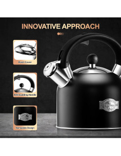 Tetera Silbante SUSTEAS 3.17QT Acero Inoxidable Negro 2