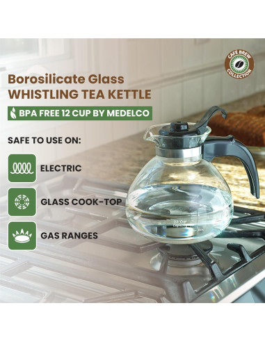 Hervidor de Té Silbante COLECCIÓN CAFÉS BREW 1.42L Vidrio