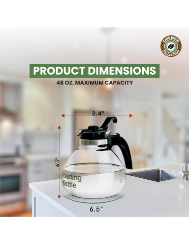 Hervidor de Té Silbante COLECCIÓN CAFÉS BREW 1.42L Vidrio
