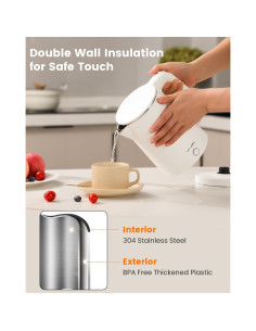 Hervidor Eléctrico WTJMOV 1.0L Acero Inoxidable 1200W Doble Pared 2