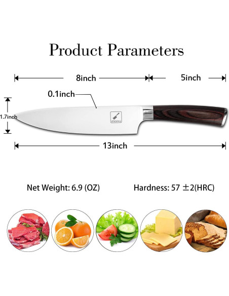 Cuchillo de Chef imarku 20 cm Acero Inoxidable Alto Carbono