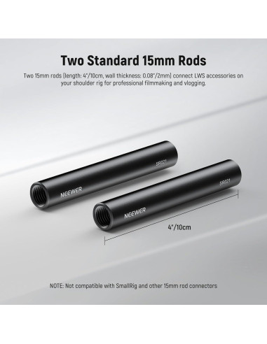 Varillas de Extensión NEEWER 15mm Aluminio 10cm Paquete de 2