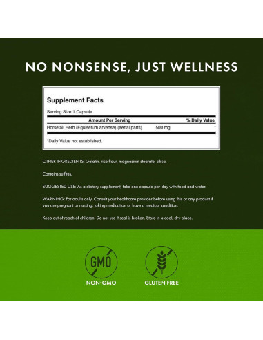 Suplemento Herbal Cola de Caballo Swanson 90 Cápsulas 500mg