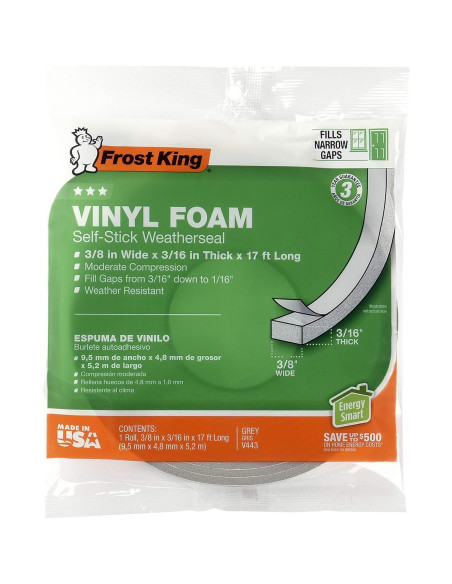 Cinta de Espuma de Vinilo Frost King V443/4, 1cm x 0.5cm x 5.18m (4-Pack)