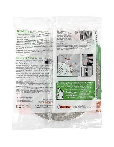 Cinta de Espuma de Vinilo Frost King V443/4, 1cm x 0.5cm x 5.18m (4-Pack)