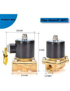 Válvula Solenoide Eléctrica CGELE 12V 1/2" Latón Normalmente Cerrada 2