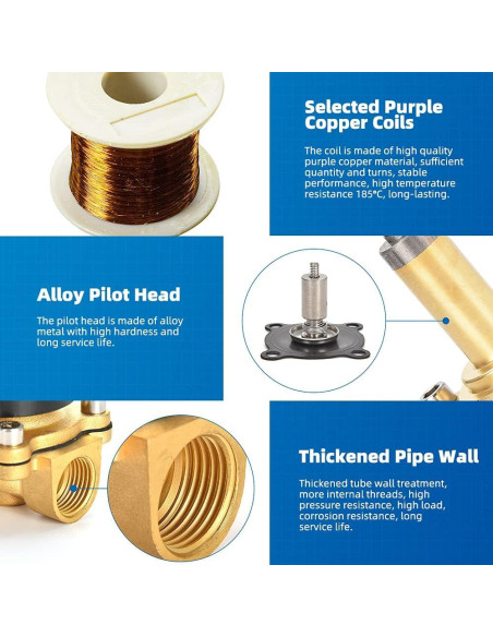 Válvula Solenoide Eléctrica CGELE 12V 1/2" Latón Normalmente Cerrada
