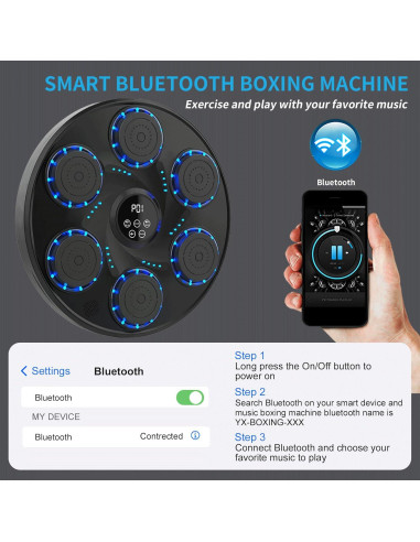 Máquina de Boxeo Musical Gnisang 48x48cm con Guantes y Bluetooth