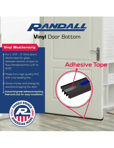 Burlete de Vinilo Randall 1.22m Marrón Autoadhesivo para Puertas