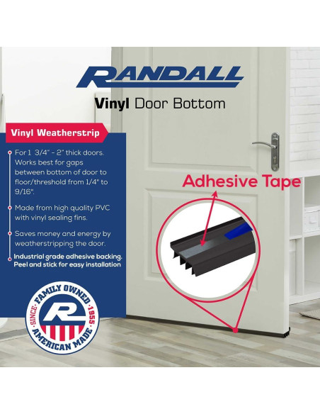 Burlete de Vinilo Randall 1.22m Marrón Autoadhesivo para Puertas Burlete de Vinilo Randall 1.22m Marrón Autoadhesivo para Puertas