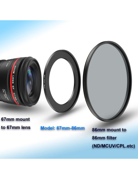 Anillo Adaptador de Paso SIOTI 67mm-86mm Ultra Delgado Anillo Adaptador de Paso SIOTI 67mm-86mm Ultra Delgado