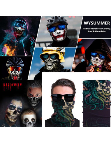 8 Bufandas Multifuncionales Negras 100% Poliéster para Adultos