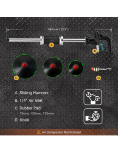 Extractor de Abolladuras Neumático EWK EB0258 3 Ventosas 75-125mm 2