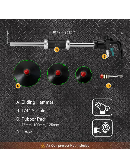 Extractor de Abolladuras Neumático EWK EB0258 3 Ventosas 75-125mm