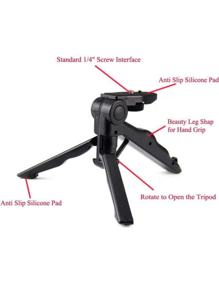 Trípode de mesa ajustable eCostConnection 16.5 cm con agarre Trípode de mesa ajustable eCostConnection 16.5 cm con agarre