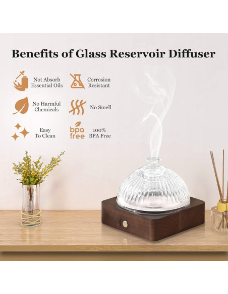 Difusor de Aceite Esencial Lecdura 200ml Vidrio y Madera Difusor de Aceite Esencial Lecdura 200ml Vidrio y Madera