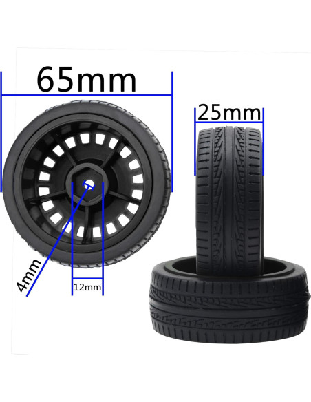 Neumáticos de Caucho 70mm con Llantas Nylon 12mm HIRCQOO