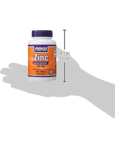 NOW Gluconato de Zinc 50 mg 250 Tabletas Veganas