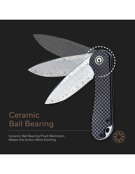 Cuchillo de Bolsillo CIVIVI Elementum Damasco 7.5 cm G10 Negro