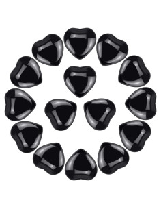 15 Piedras de Cristal Sanador Obsidiana Negra Corazón Marrywindix