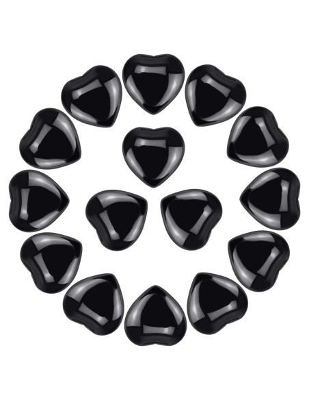15 Piedras de Cristal Sanador Obsidiana Negra Corazón Marrywindix