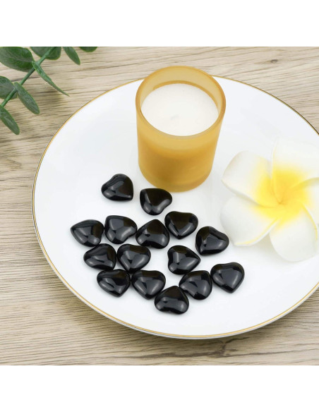 15 Piedras de Cristal Sanador Obsidiana Negra Corazón Marrywindix