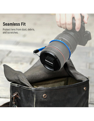 Kit de tapa de lente 49mm Neewer con correa y paño de limpieza