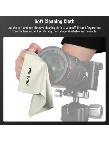Kit de tapa de lente 49mm Neewer con correa y paño de limpieza