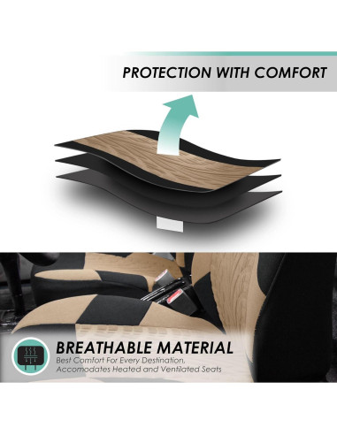 Cubiertas de Asientos de Coche TLH Beige Juego Completo Universal