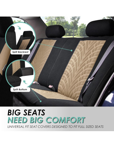 Cubiertas de Asientos de Coche TLH Beige Juego Completo Universal