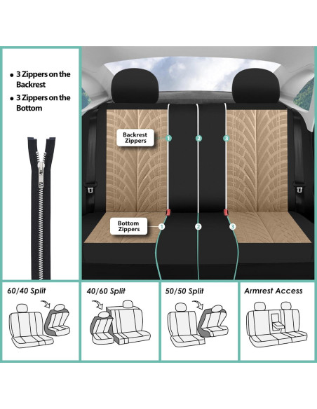 Cubiertas de Asientos de Coche TLH Beige Juego Completo Universal