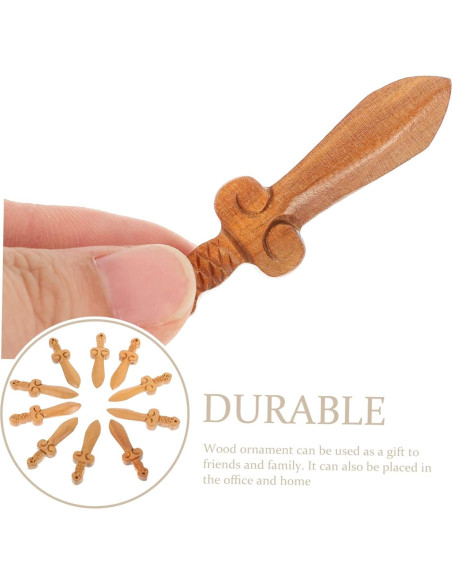 Adornos de Madera ABOOFAN 10 Piezas Mini Espadas Decorativas